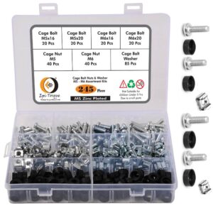 245 Pcs 80 Sets M5 M6 Cage Nuts, Screws & Washers Assortment Pack for Cabinets And Server Racks