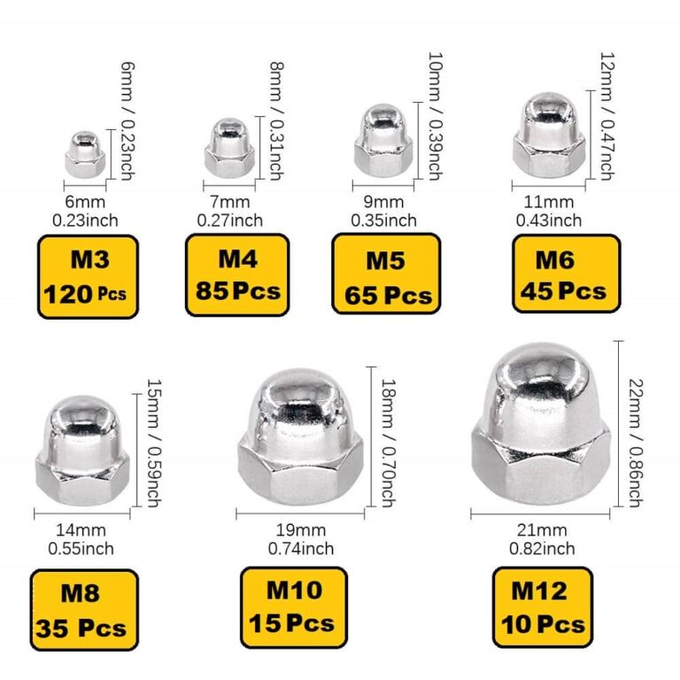 M3 M4 M5 M6 M8 M10 M12 Hexagon Hex Acorn Cap Dome Nuts Metric - Ni Plated Steel