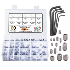 395 Pcs Stainless Steel Socket Set/Grub Screw 15 Sizes Assortment Pack