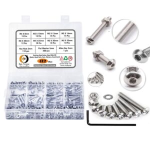 412 Pcs Stainless Steel M5 Dia Socket Button Head Bolts With Matching Accessories Assortment Pack
