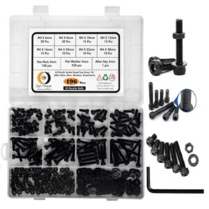 496 Pcs M4 Dia 12.9 Grade Hi Tensile Socket Head Allen Bolts With Matching Accessories Assortment Pack