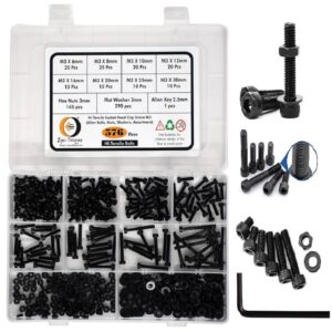 576 Pcs M3 Dia 12.9 Grade Hi Tensile Socket Head Allen Bolts With Matching Accessories Assortment Pack