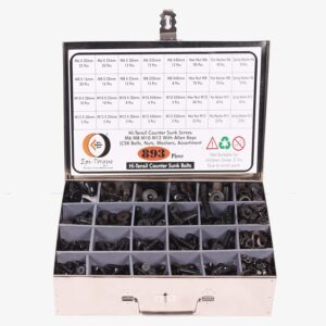 893 Pcs Hi Tensile M6 M8 M10 M12 Dia Socket CSK Flat Head Bolts With Matching Accessories Assortment Pack