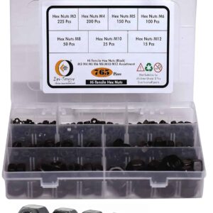 765 Pcs Hi Tensile Hexagonal Nuts 7 Sizes M3-M12 Assortment Pack