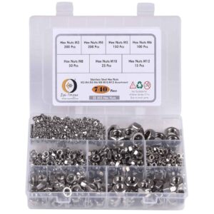 740 Pcs Stainless Steel Hexagonal Nuts 7 Sizes M3-M12 Assortment Pack