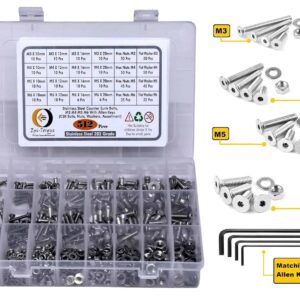 512 Pcs Stainless Steel M3 M4 M5 M6 Dia Socket CSK Flat Head Bolts With Matching Accessories Assortment Pack
